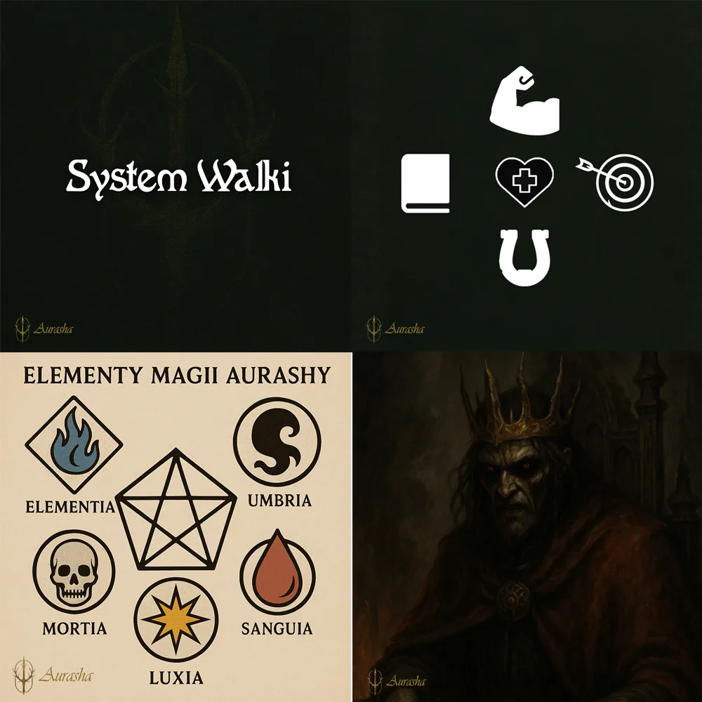 Identyfikacja wizualna i infografiki dla systemu RPG – Aurasha